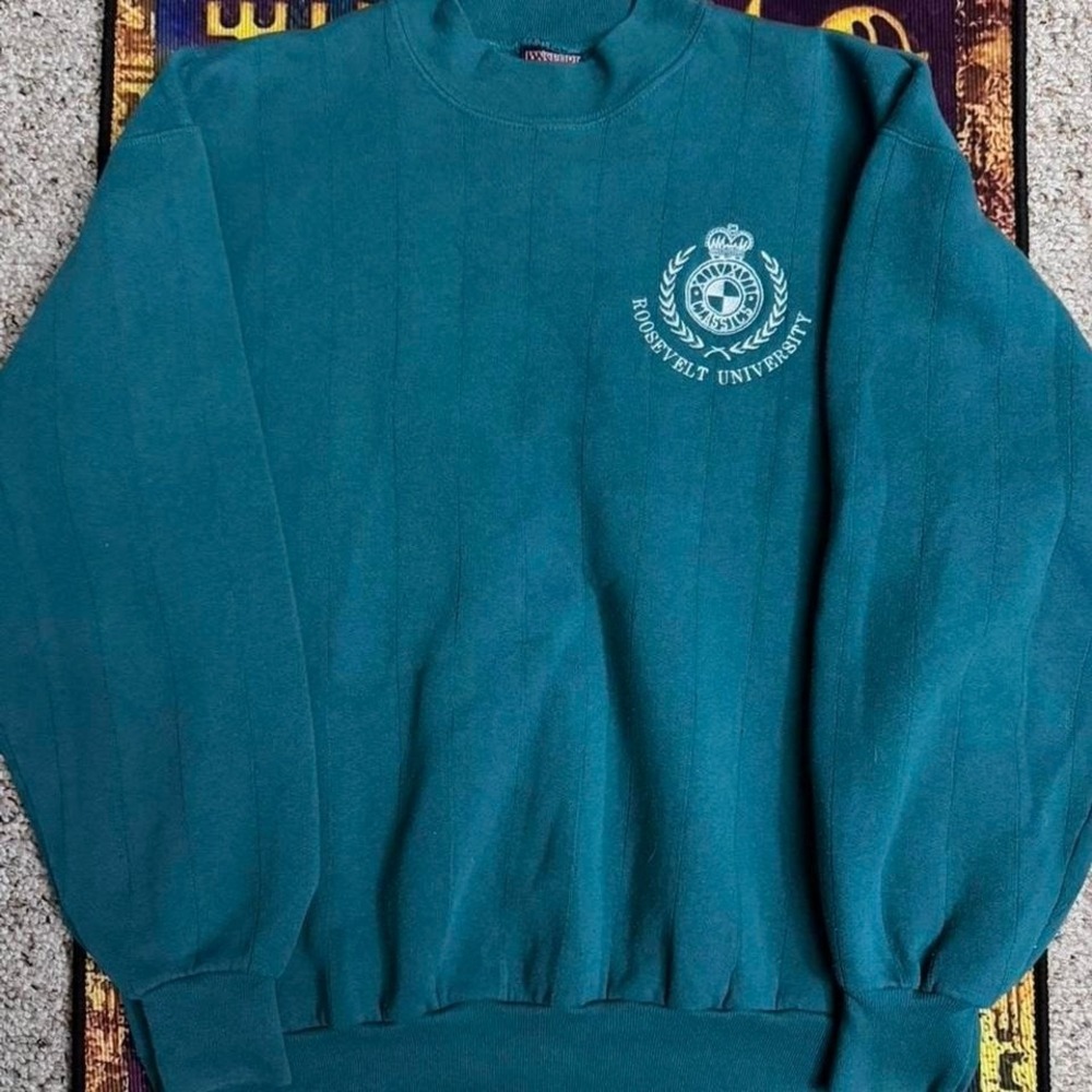 Vintage Jansport Roosevelt University Green Crewneck Sweatshirt Size L